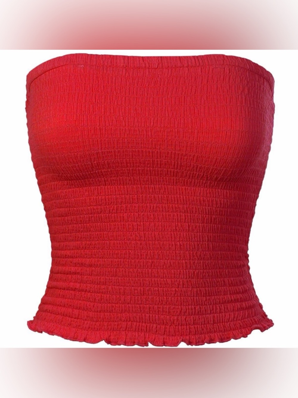 Smock Tube Top Red Fits S